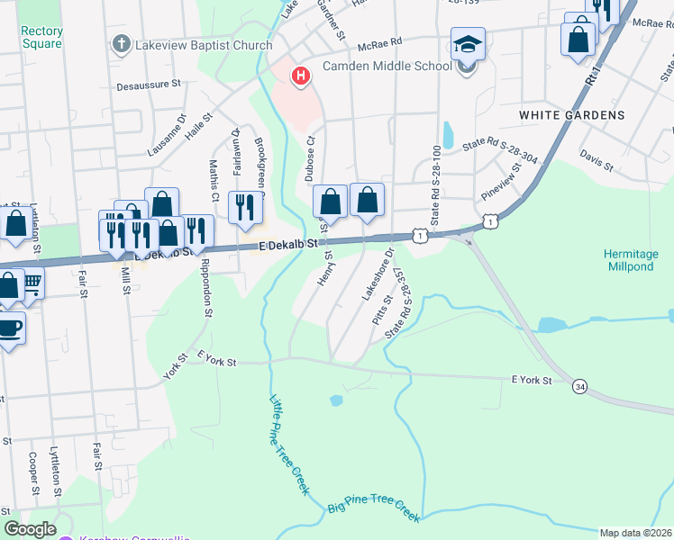 map of restaurants, bars, coffee shops, grocery stores, and more near 62 Henry Street in Camden