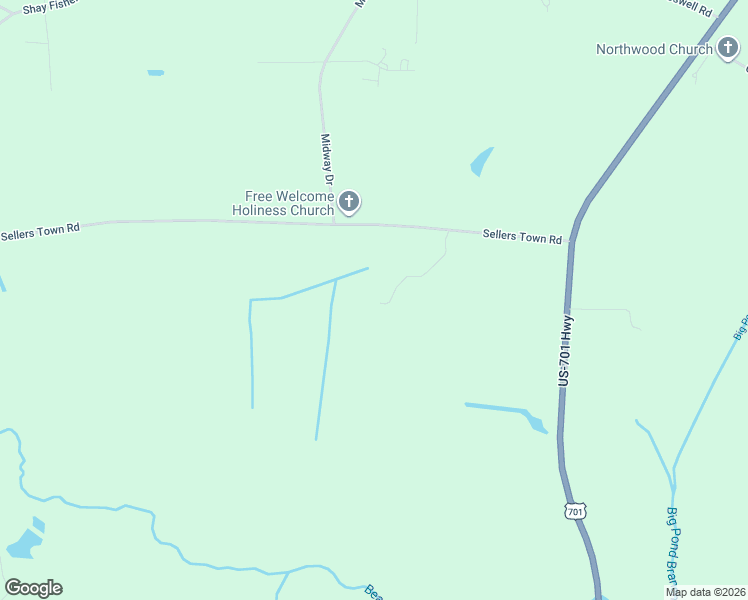 map of restaurants, bars, coffee shops, grocery stores, and more near 250 Hickory Ridge Drive in Whiteville