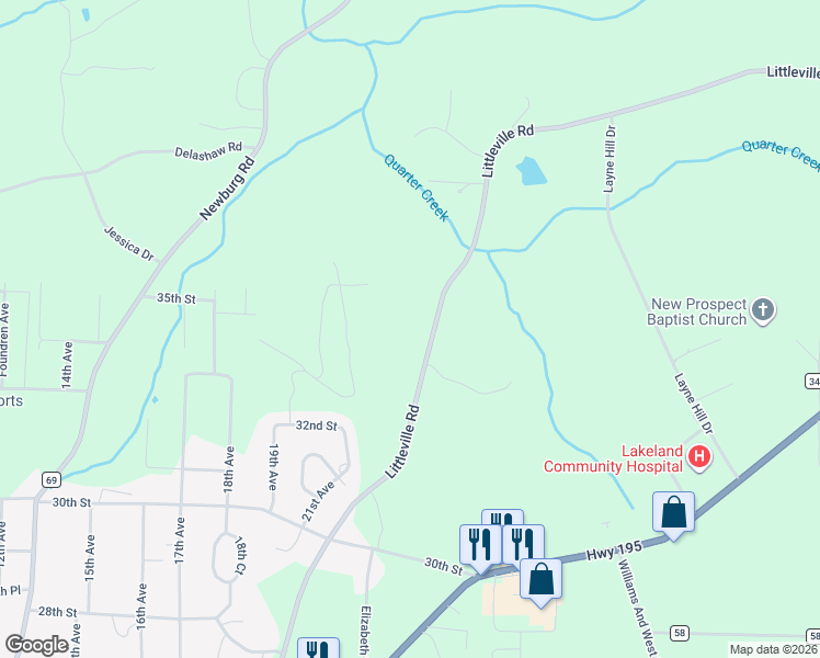 map of restaurants, bars, coffee shops, grocery stores, and more near 3401-3599 Littleville Road in Haleyville