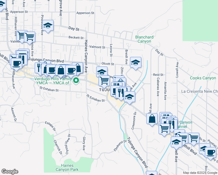 map of restaurants, bars, coffee shops, grocery stores, and more near in Los Angeles