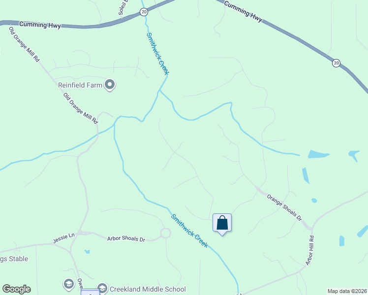 map of restaurants, bars, coffee shops, grocery stores, and more near 1032 Creek Side Drive in Canton