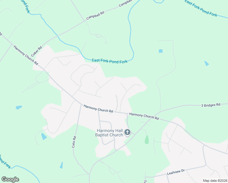 map of restaurants, bars, coffee shops, grocery stores, and more near 3875 Harmony Church Road in Gainesville