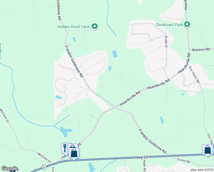 map of restaurants, bars, coffee shops, grocery stores, and more near 5254 Franklin Goldmine Road in Cumming
