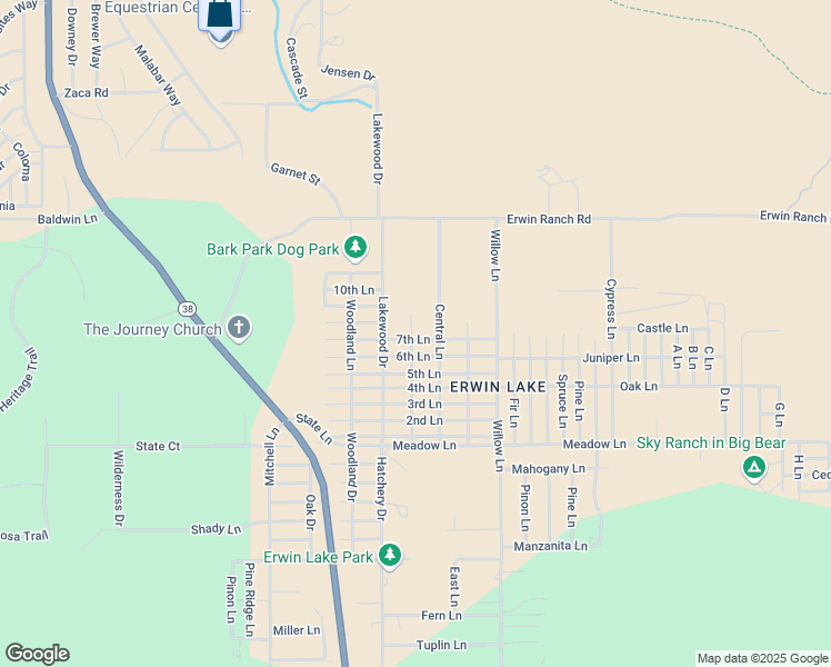 map of restaurants, bars, coffee shops, grocery stores, and more near 2127 7th Lane in Big Bear
