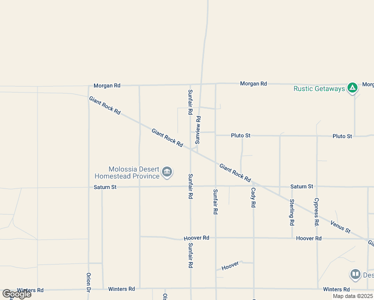 map of restaurants, bars, coffee shops, grocery stores, and more near Giant Rock Road in Joshua Tree