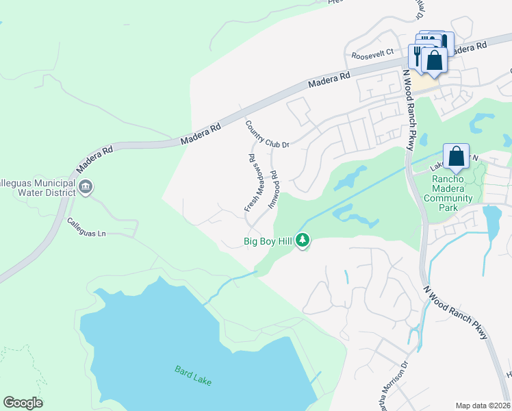 map of restaurants, bars, coffee shops, grocery stores, and more near 427 Innwood Road in Simi Valley
