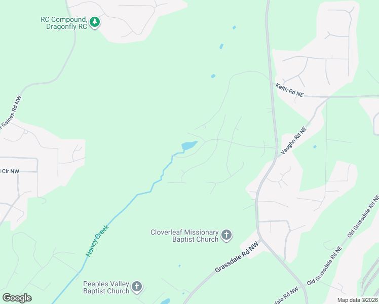 map of restaurants, bars, coffee shops, grocery stores, and more near 51 Mountainbrook Drive in Cartersville