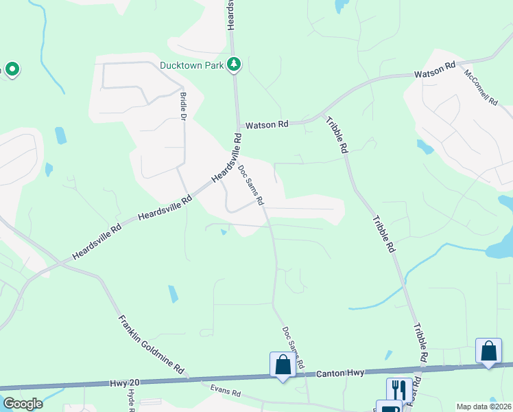map of restaurants, bars, coffee shops, grocery stores, and more near 4410 Meadow Trail in Cumming