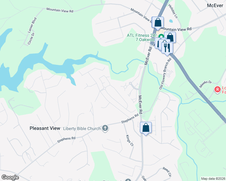 map of restaurants, bars, coffee shops, grocery stores, and more near in Hall County