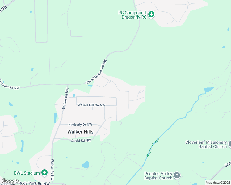 map of restaurants, bars, coffee shops, grocery stores, and more near 26 Ivy Chase Way in Cartersville