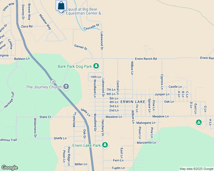 map of restaurants, bars, coffee shops, grocery stores, and more near West Lane in Big Bear