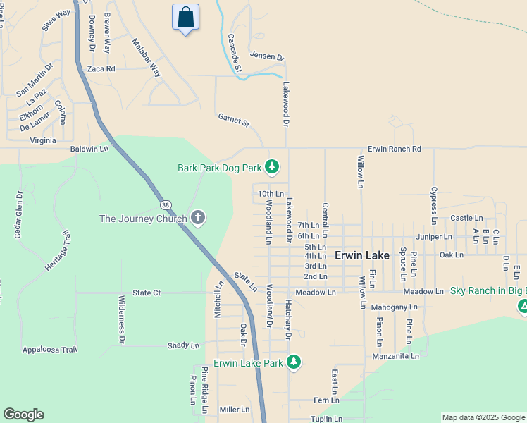 map of restaurants, bars, coffee shops, grocery stores, and more near 2063 8th Lane in Big Bear