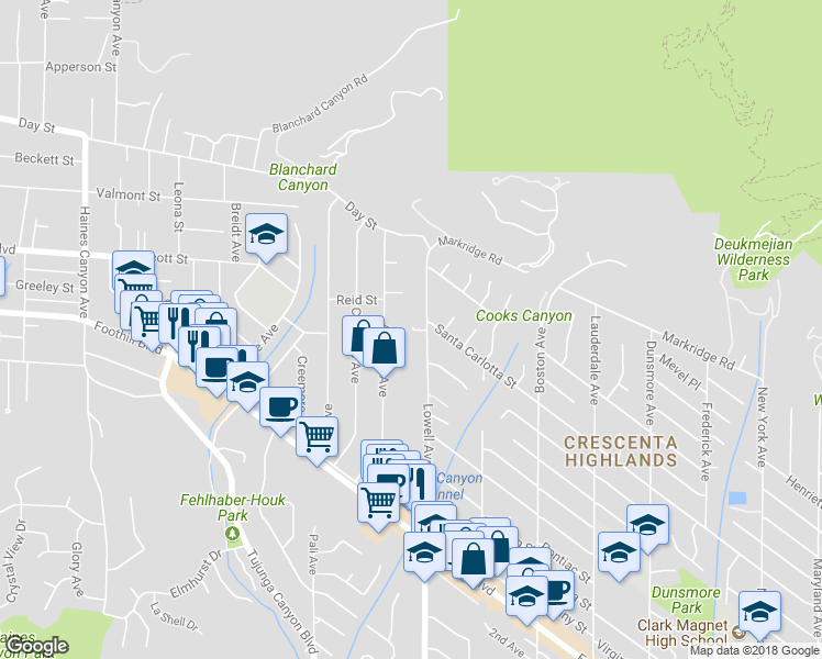 map of restaurants, bars, coffee shops, grocery stores, and more near 4841 Lowell Avenue in Los Angeles
