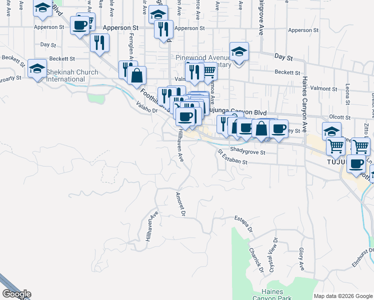 map of restaurants, bars, coffee shops, grocery stores, and more near in Los Angeles