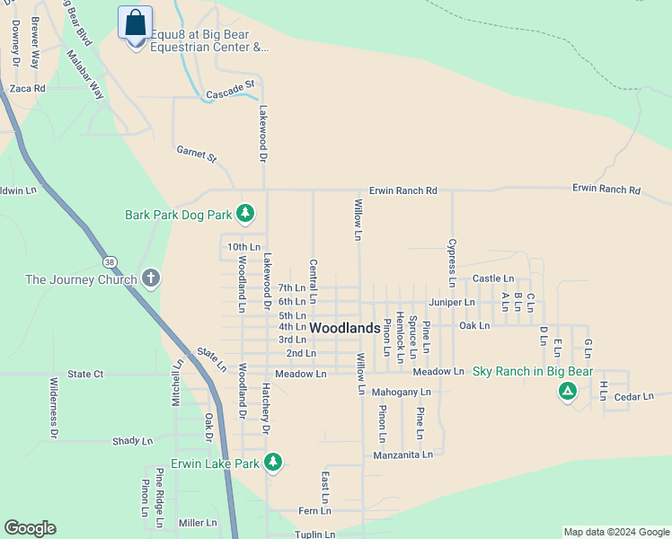 map of restaurants, bars, coffee shops, grocery stores, and more near 752 Central Lane in Big Bear