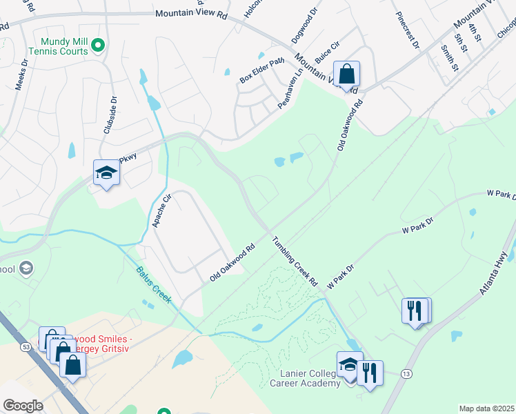 map of restaurants, bars, coffee shops, grocery stores, and more near 4738 Cypress Park Drive in Gainesville