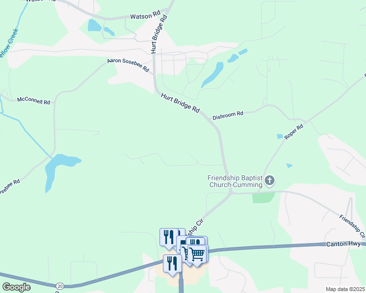 map of restaurants, bars, coffee shops, grocery stores, and more near 2660 Burnt Hickory Drive in Cumming