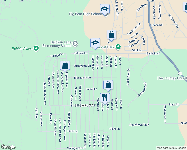 map of restaurants, bars, coffee shops, grocery stores, and more near 275 Highland Lane in Sugarloaf