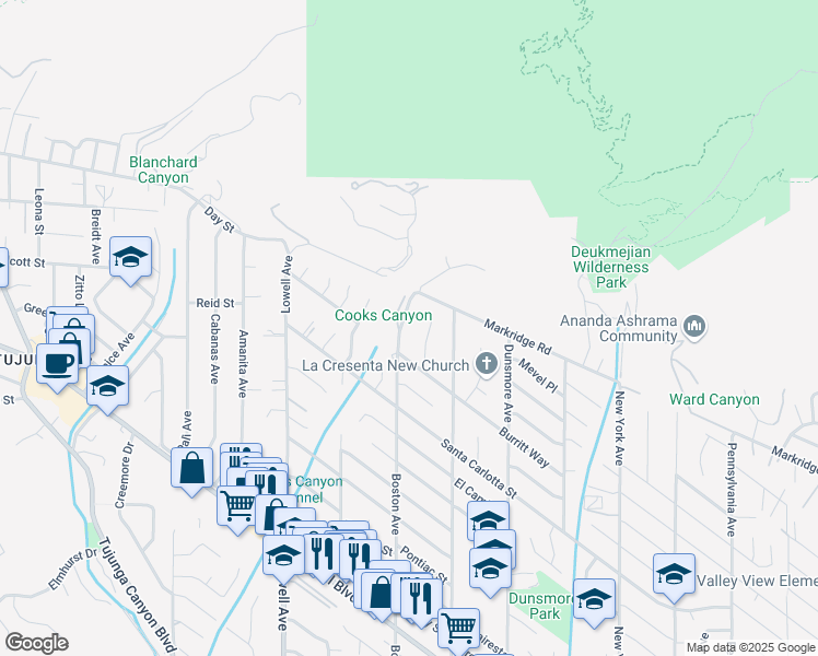 map of restaurants, bars, coffee shops, grocery stores, and more near 5022 Boston Avenue in Glendale