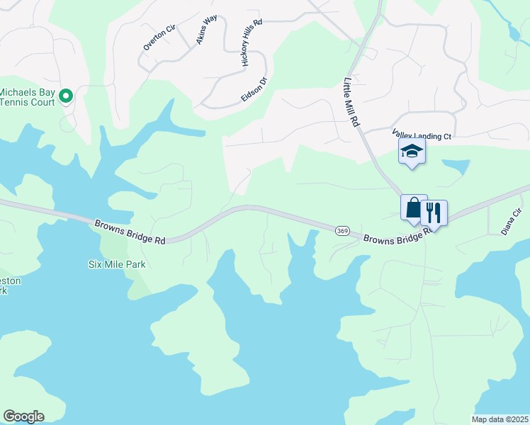 map of restaurants, bars, coffee shops, grocery stores, and more near Raines Drive in Forsyth County
