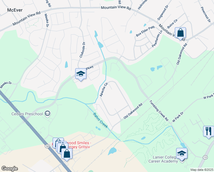 map of restaurants, bars, coffee shops, grocery stores, and more near 3307 Apache Circle in Oakwood
