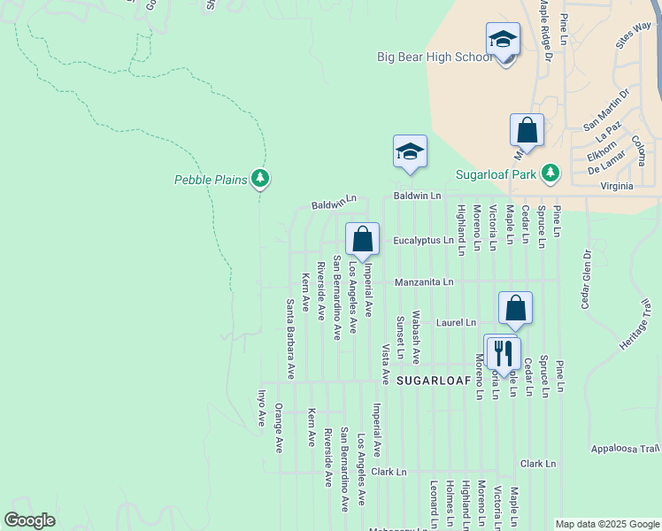 map of restaurants, bars, coffee shops, grocery stores, and more near 252 San Bernardino Avenue in Big Bear
