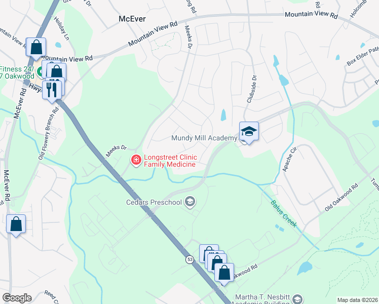 map of restaurants, bars, coffee shops, grocery stores, and more near 4804 Turtle Cove in Gainesville