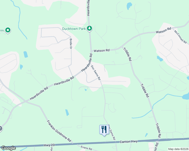 map of restaurants, bars, coffee shops, grocery stores, and more near 5000 Deerfield Drive in Cumming