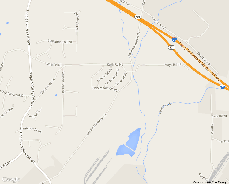 map of restaurants, bars, coffee shops, grocery stores, and more near 13 Habersham Circle Northeast in Cartersville