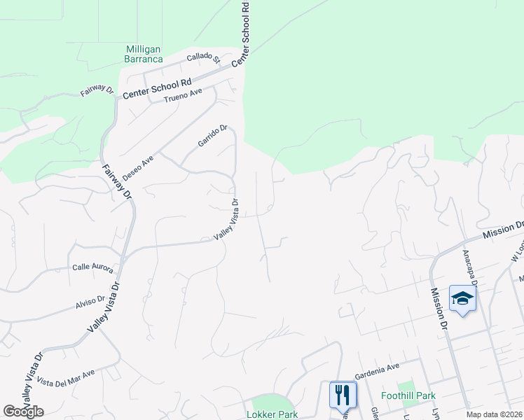 map of restaurants, bars, coffee shops, grocery stores, and more near 3067 Old Coach Drive in Camarillo