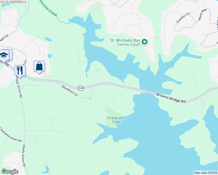 map of restaurants, bars, coffee shops, grocery stores, and more near 5715 Charleston Bay Drive in Cumming