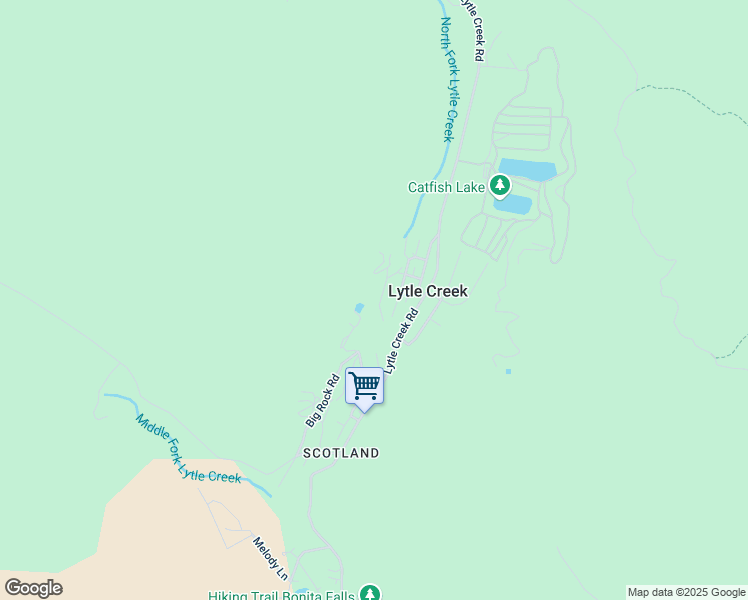 map of restaurants, bars, coffee shops, grocery stores, and more near 314 Lytle Lane in Lytle Creek