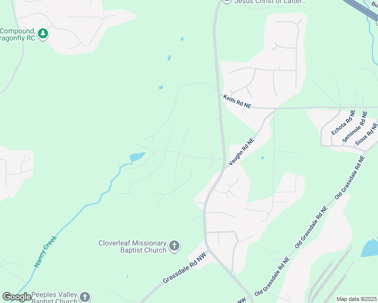 map of restaurants, bars, coffee shops, grocery stores, and more near 12 Knollwood Way in Cartersville