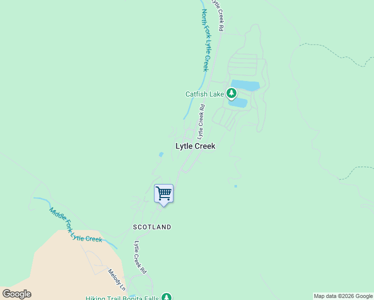 map of restaurants, bars, coffee shops, grocery stores, and more near 323 Alder Way in Lytle Creek