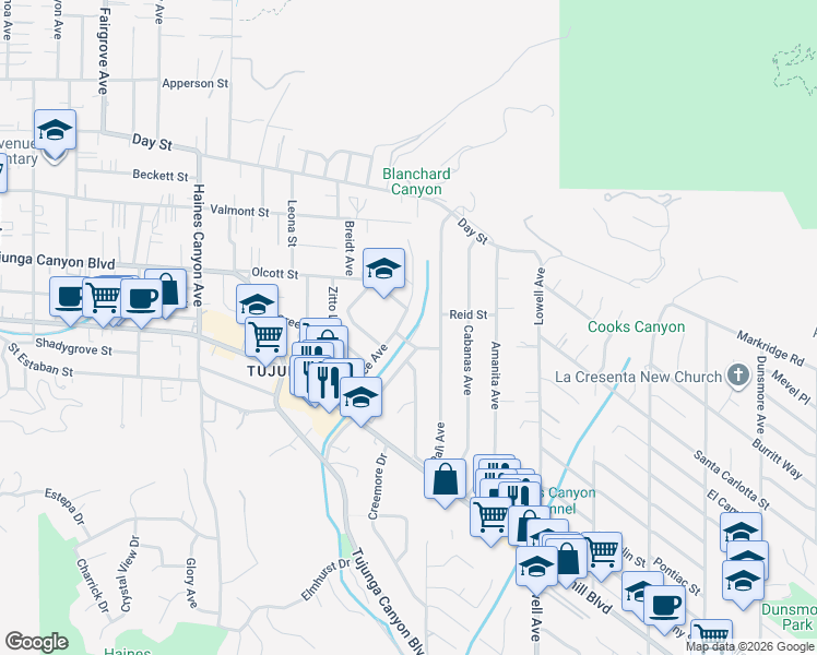 map of restaurants, bars, coffee shops, grocery stores, and more near 9928 Marnice Avenue in Los Angeles