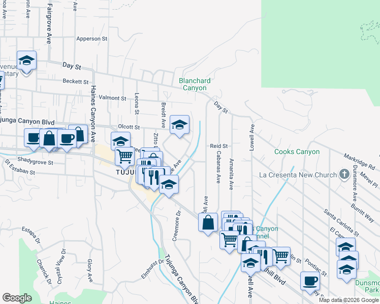 map of restaurants, bars, coffee shops, grocery stores, and more near 9928 Marnice Avenue in Los Angeles