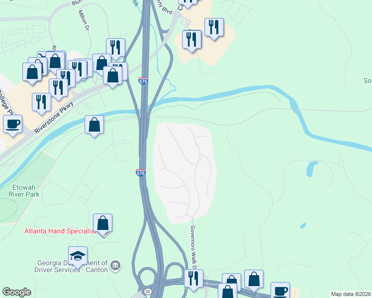 map of restaurants, bars, coffee shops, grocery stores, and more near 3338 Confederate Point in Canton