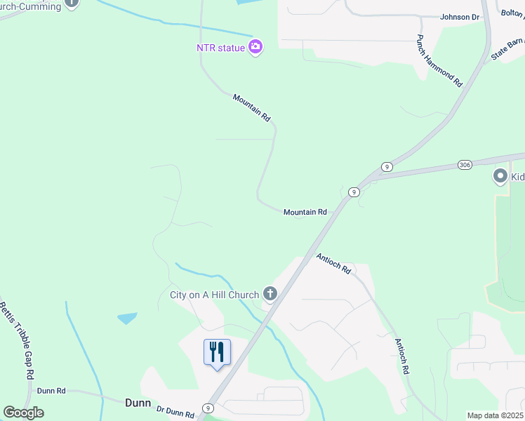 map of restaurants, bars, coffee shops, grocery stores, and more near 2035 Mountain Road in Cumming
