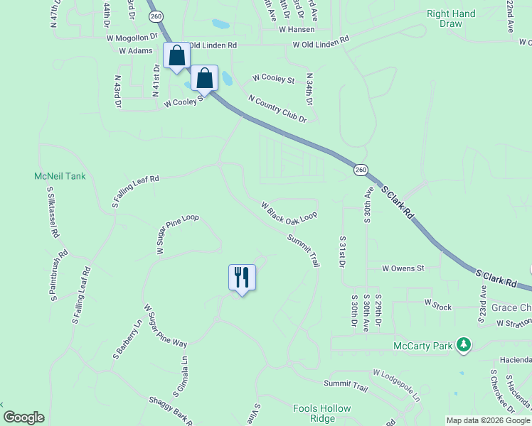 map of restaurants, bars, coffee shops, grocery stores, and more near 3060 West Black Oak Loop in Show Low