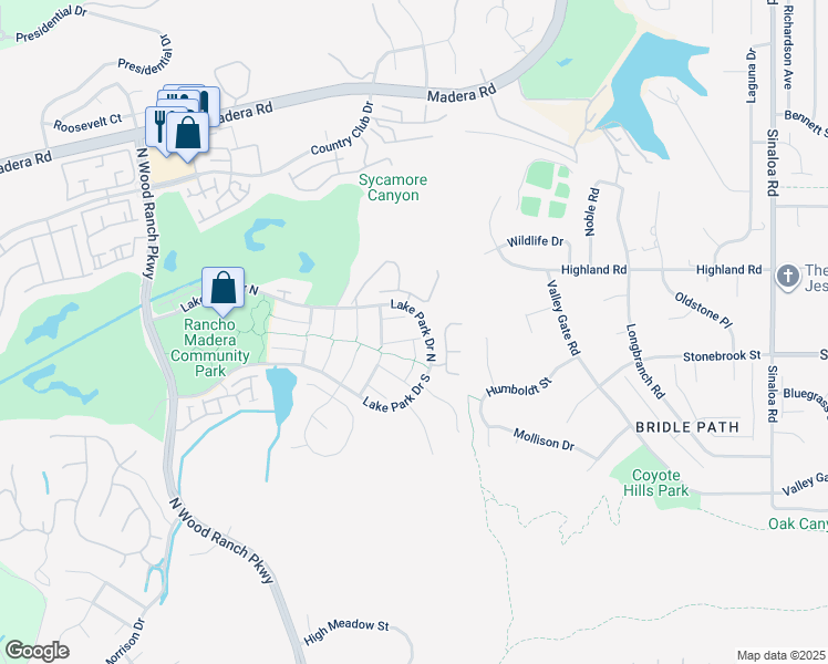 map of restaurants, bars, coffee shops, grocery stores, and more near 119 Sailwind Court in Simi Valley