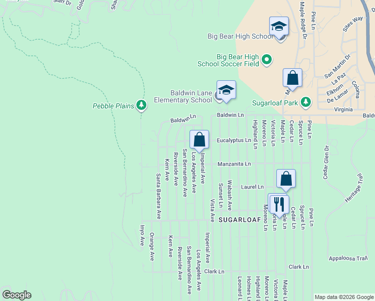 map of restaurants, bars, coffee shops, grocery stores, and more near 235 San Bernardino Avenue in Sugarloaf