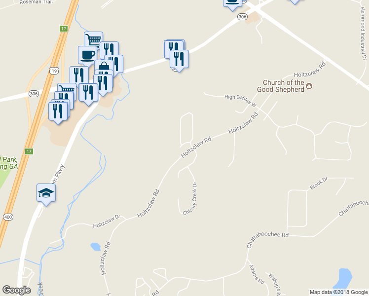 map of restaurants, bars, coffee shops, grocery stores, and more near 3535 Autumn Brooke Court in Cumming