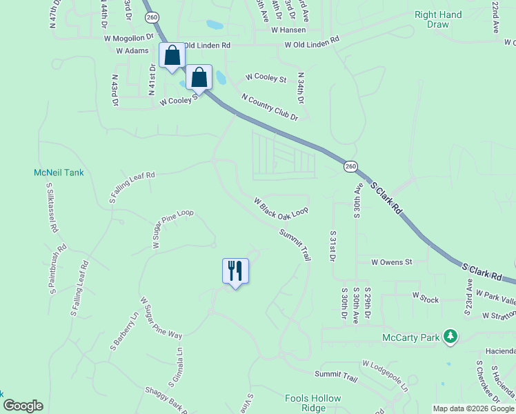 map of restaurants, bars, coffee shops, grocery stores, and more near 3060 West Black Oak Loop in Show Low