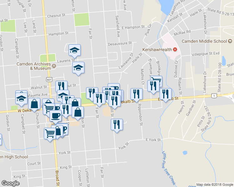 map of restaurants, bars, coffee shops, grocery stores, and more near 111 Mill Ln in Camden