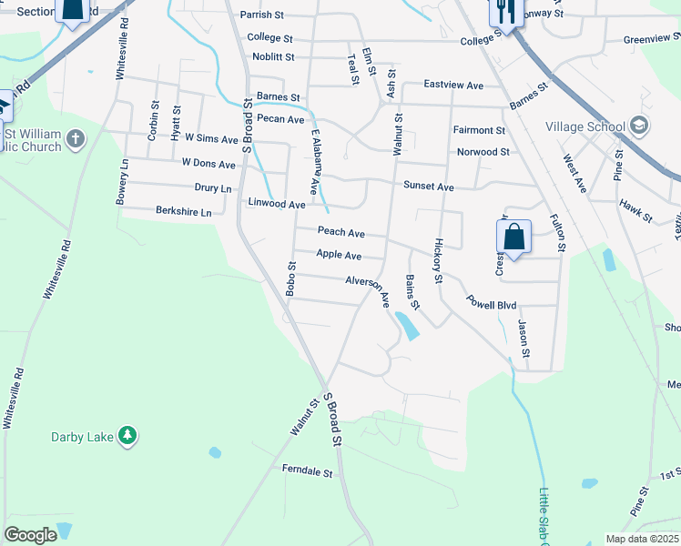 map of restaurants, bars, coffee shops, grocery stores, and more near 412 Alverson Avenue in Albertville