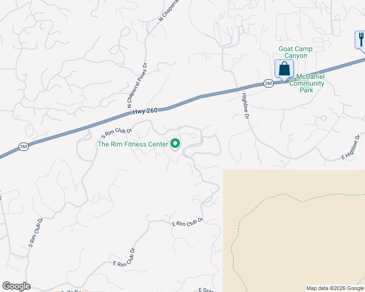 map of restaurants, bars, coffee shops, grocery stores, and more near 104 South Stewart Vista Road in Payson