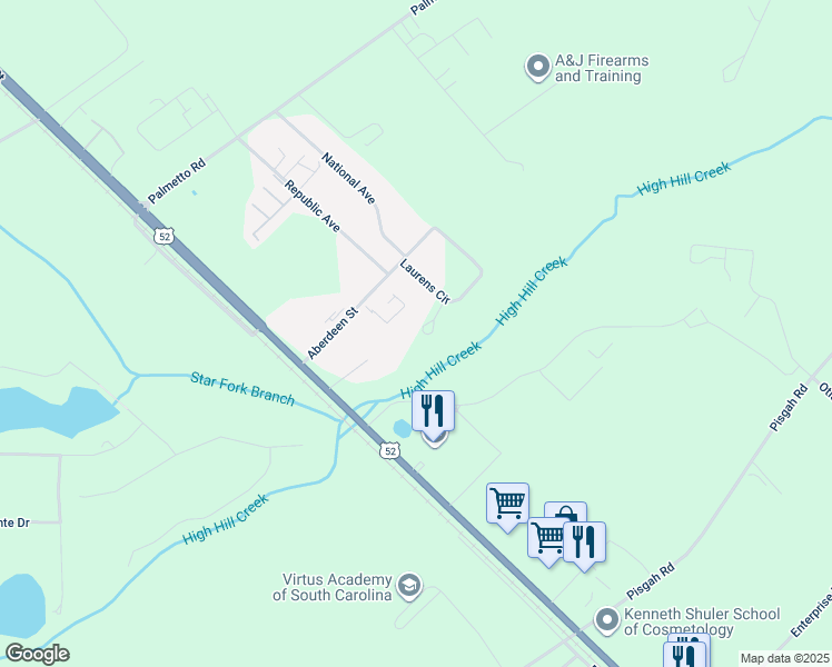 map of restaurants, bars, coffee shops, grocery stores, and more near 208 Prosperity Court in Florence