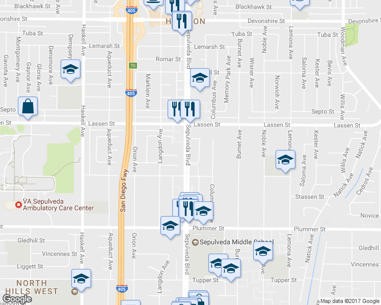 map of restaurants, bars, coffee shops, grocery stores, and more near 17 Sepulveda Boulevard in Los Angeles