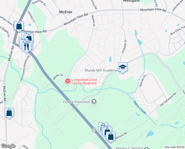 map of restaurants, bars, coffee shops, grocery stores, and more near 4804 Turtle Cove in Gainesville