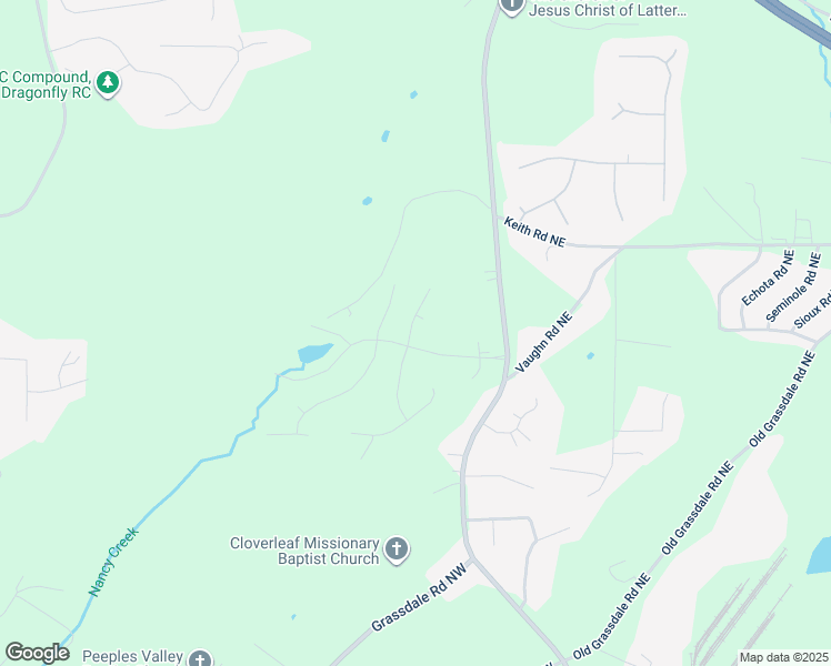map of restaurants, bars, coffee shops, grocery stores, and more near 12 Knollwood Way in Cartersville